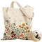 Aesthetic Tote Bag - with Magnetic Buckle and Zipper Inner Pocket for Women Lady Cloth Cotton Tote Bag for Gym, Work, Travel, Shopping, Retro Flower